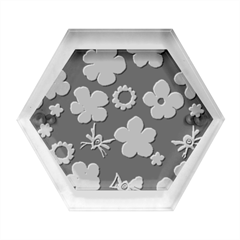 Retro 40s 50s Flowers Pattern Halloween Hexagon Wood Jewelry Box