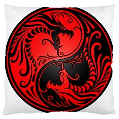 Red Yin Yang Dragons Large Cushion Case (one Side)