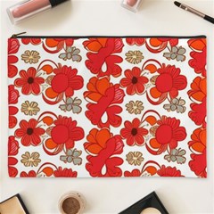 Mid Century Retro Floral 1970s 1960s Pattern 91 Cosmetic Bag (xxxl)