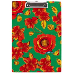 Mid Century Retro Floral 1970s 1960s Pattern 89 A4 Acrylic Clipboard