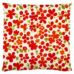 Mid Century Retro Floral 1970s 1960s Pattern 92 Large Cushion Case (two Sides)