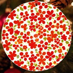 Mid Century Retro Floral 1970s 1960s Pattern 92 Uv Print Acrylic Ornament Round