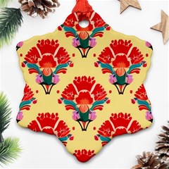 Retro 40s 50s Mexico Flowers Pattern 4 Ornament (snowflake)