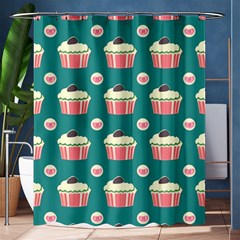 Retro 40s 50s Cupcake Pattern 2 Shower Curtain 60  X 72  (medium) 