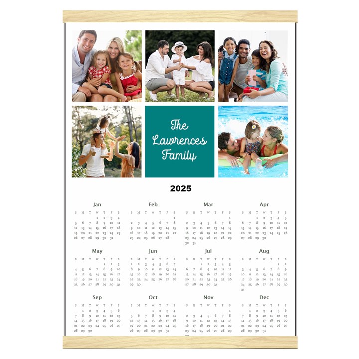 Personalized Family Calendar Canvas Yearly Calendar 16  x 22 