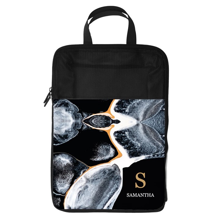 Personalized Initial Name Any Text Marble Foldable Shoe Storage Bag Foldable Shoe Storage Bag