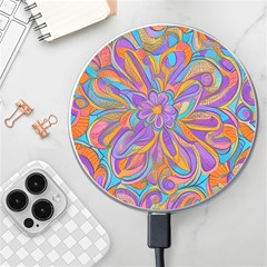 Mid Century Retro Floral 1970s 1960s Pattern 75 Wireless Fast Charger(white)