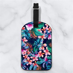 Hawaiian Flowers Hawaii Nappa Leather Luggage Tag Rectangle