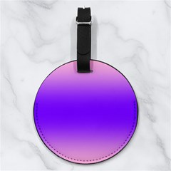 Cotton Candy Pink To Indigo Violet Bilinear Gradient Nappa Leather Luggage Tag Round