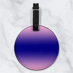 Cotton Candy Pink To Navy Blue Bilinear Gradient Nappa Leather Luggage Tag Round