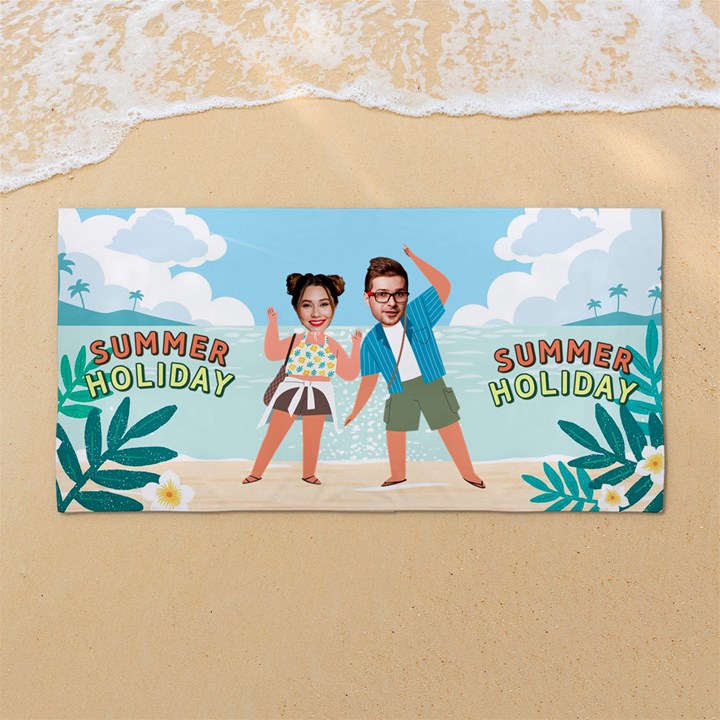 Personalized Tropical Summer Couple Photo 54 X27  Super Absorbent Beach Towel	