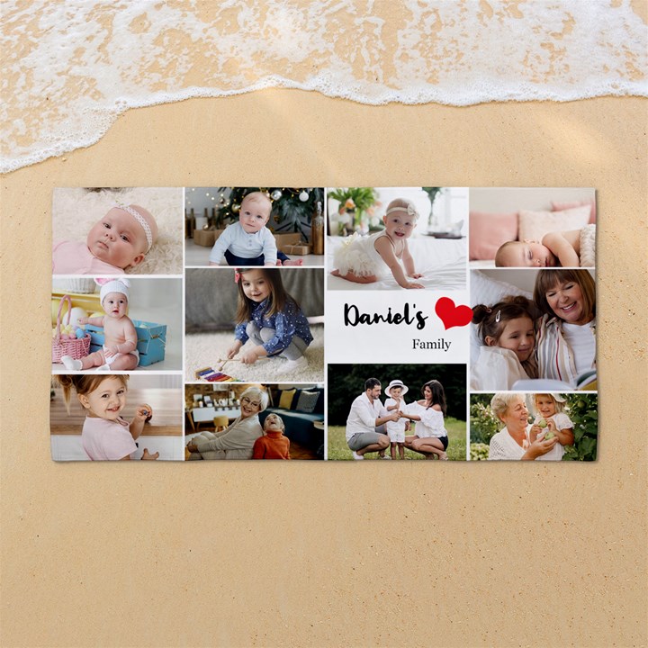 Custom Photo Family Name 54 X27  Super Absorbent Beach Towel	