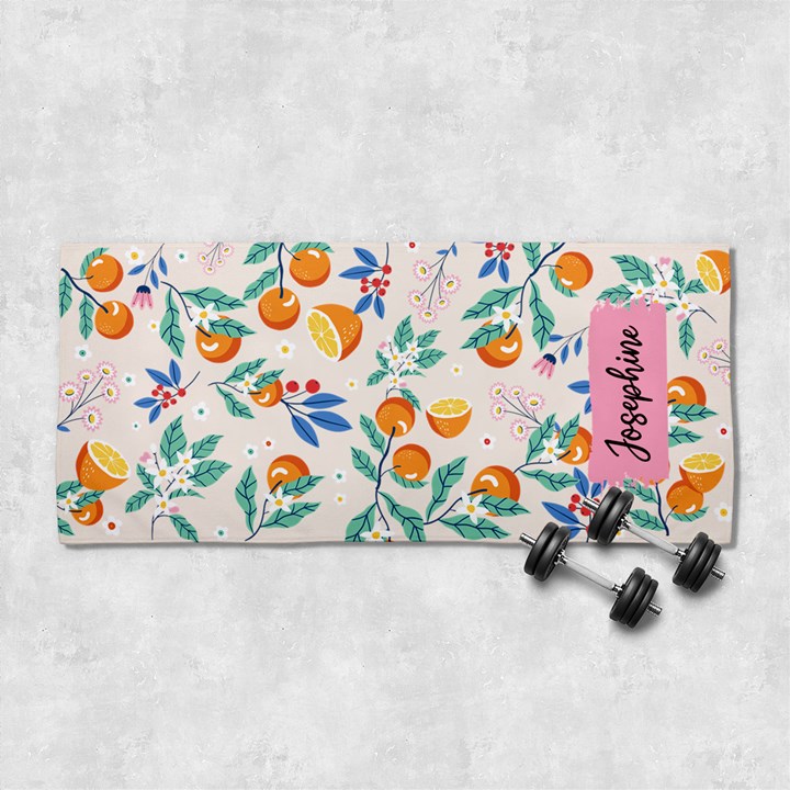 Custom Orange Illustration Summer Vibes Name Any Text 29 X13  Super Absorbent Gym Sports Towel