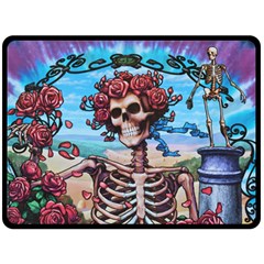Grateful Dead Hippie Peace Roses Rock Music Legend Fleece Blanket (large)