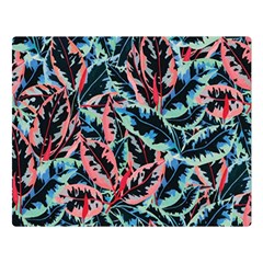 Leaves Nature Pattern Patterns Colorful Two Sides Premium Plush Fleece Blanket (large)