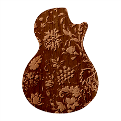 Pattern Flower Plants Leaves Nature Guitar Shape Wood Guitar Pick Holder Case And Picks Set