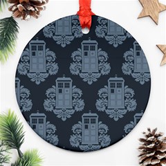 Dr Who Tardis Pattern Round Ornament (two Sides)