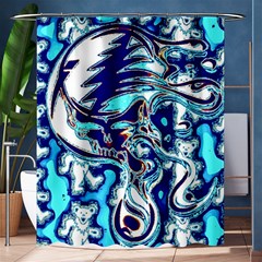 Trippy Dippy Bears Blue Dancing Greatful Dead Skull Steal Your Face Shower Curtain 60  X 72  (medium) 