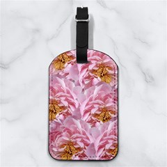 Peonies Nature Bloom Blossom Pink Nappa Leather Luggage Tag Rectangle