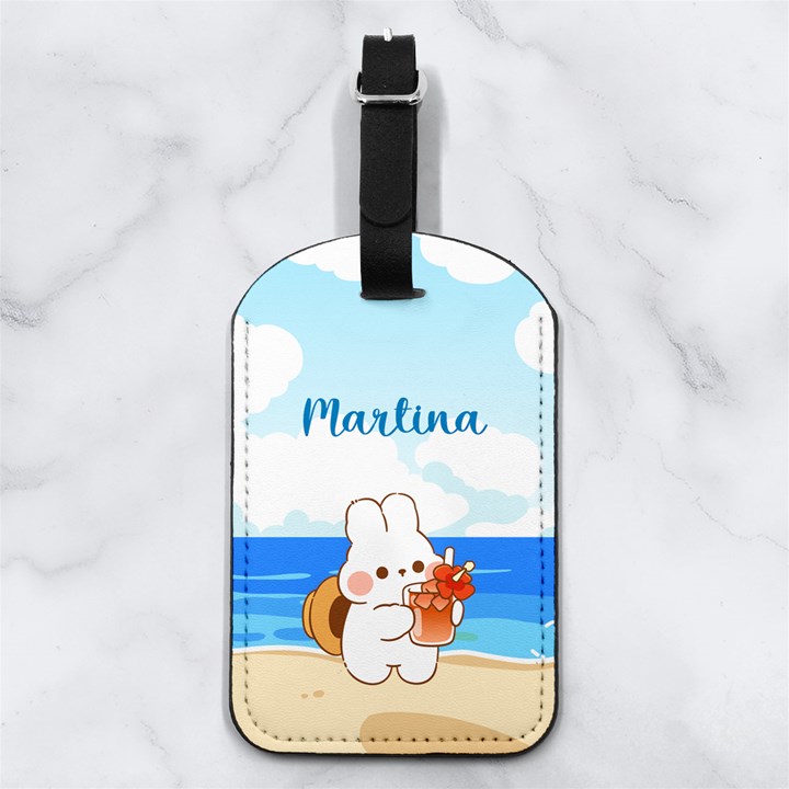 Beach Bunny Any Text Name Nappa Leather Luggage Tag Rectangle