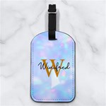 Glitter Style Any Text Name Nappa Leather Luggage Tag Rectangle Front