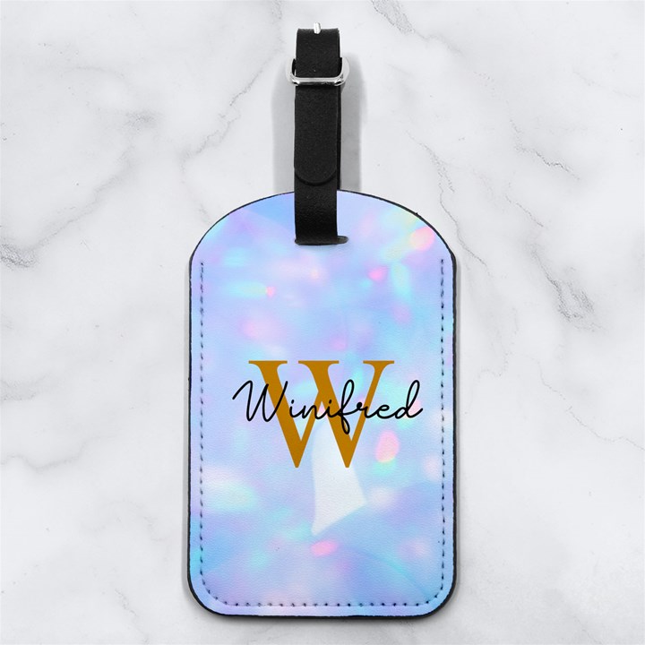Glitter Style Any Text Name Nappa Leather Luggage Tag Rectangle