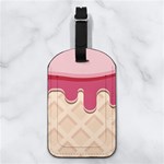 Ice Cream Strawberry Any Text Name Nappa Leather Luggage Tag Rectangle Back