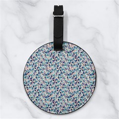 Blue Leaves (2) Nappa Leather Luggage Tag Round