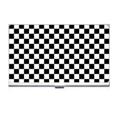 Pattern Checkered Squares Black White Pattern Business Card Holder