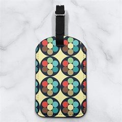Circles Round Pattern Sphere Ball Nappa Leather Luggage Tag Rectangle
