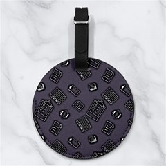 Background Wallpaper Pattern Notes Nappa Leather Luggage Tag Round