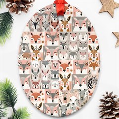 Mix Animal Faces Ornament (oval)