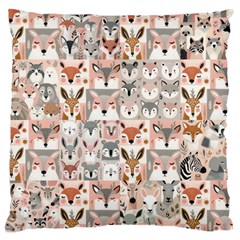 Mix Animal Faces Large Cushion Case (one Side)