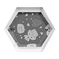 Cupcake Doodle Heart Love Hexagon Wood Jewelry Box