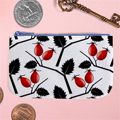 Rose Hip Pattern Branches Autumn Large Coin Purse