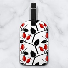 Rose Hip Pattern Branches Autumn Nappa Leather Luggage Tag Rectangle
