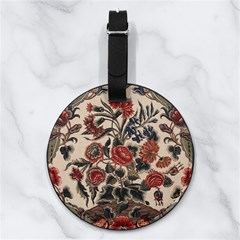 Beautiful Flowers Nappa Leather Luggage Tag Round
