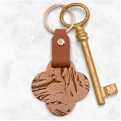 Magenta Waves Engraved Wood Key Chain