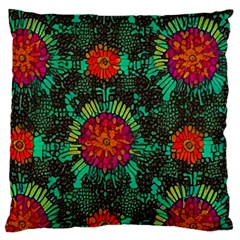 Mid Century Retro Floral 1970s 1960s Pattern 72 Large Cushion Case (one Side)