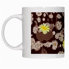 Mid Century Retro Floral 1970s 1960s Pattern 84 White Mug