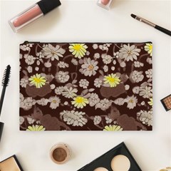 Mid Century Retro Floral 1970s 1960s Pattern 84 Cosmetic Bag (large)