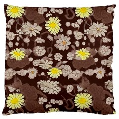 Mid Century Retro Floral 1970s 1960s Pattern 84 Large Cushion Case (one Side)