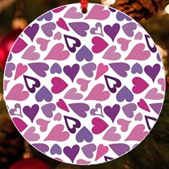 Heart Pattern Repetition Background Uv Print Acrylic Ornament Round