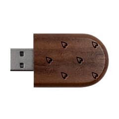 Heart Pattern Repetition Background Wood Oval Usb Flash Drive