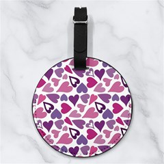 Heart Pattern Repetition Background Nappa Leather Luggage Tag Round