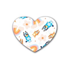 Bluey, Bluey Merch, Bluey Pattern, Bluey Bluey, Bingo, Bluey Design, Bluey Dog Rubber Coaster (heart)