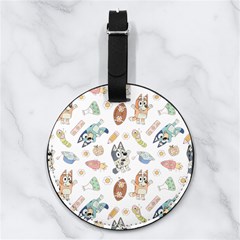 Bluey, Bluey Merch, Bluey Pattern, Bluey Bluey, Bingo, Bluey Design, Bluey Dog Nappa Leather Luggage Tag Round