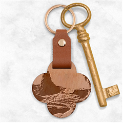 Mountains Trees Forest Engraved Wood Key Chain