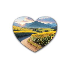Sunflowers Flowers Nature Rubber Coaster (heart)