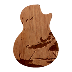 Nature Storm Painting Guitar Shape Wood Guitar Pick Holder Case And Picks Set